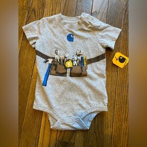 Carhartt Gray Baby Onesie with Tool Belt Graphic